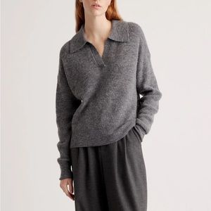 Quince Baby Alpaca-Wool Waffle Stitch Polo Sweater
